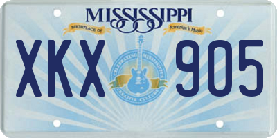 MS license plate XKX905