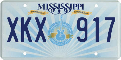 MS license plate XKX917