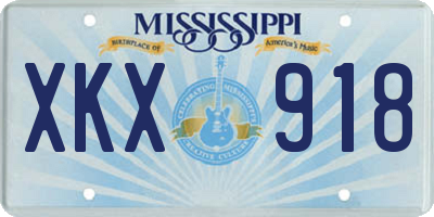 MS license plate XKX918