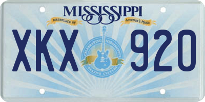MS license plate XKX920