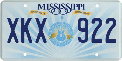 MS license plate XKX922