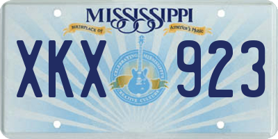 MS license plate XKX923