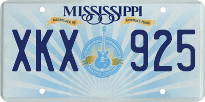 MS license plate XKX925