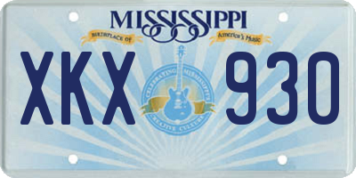 MS license plate XKX930