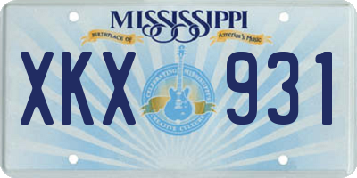 MS license plate XKX931