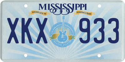 MS license plate XKX933