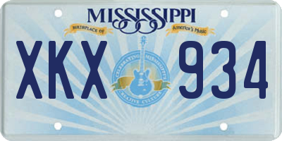 MS license plate XKX934