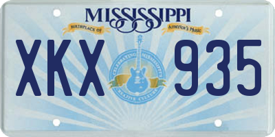 MS license plate XKX935