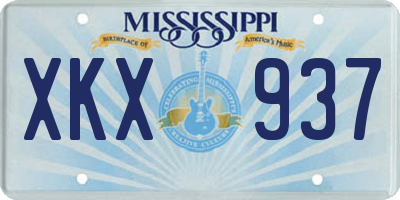 MS license plate XKX937