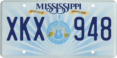 MS license plate XKX948