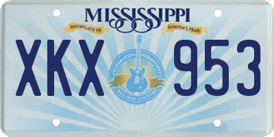 MS license plate XKX953