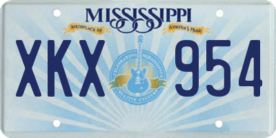MS license plate XKX954