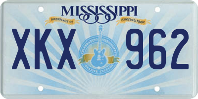 MS license plate XKX962