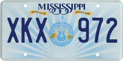MS license plate XKX972