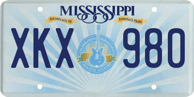 MS license plate XKX980