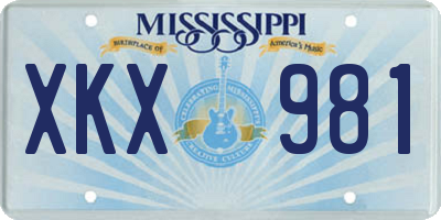 MS license plate XKX981