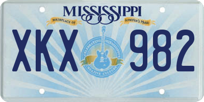 MS license plate XKX982