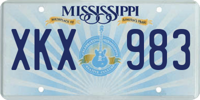 MS license plate XKX983
