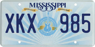 MS license plate XKX985