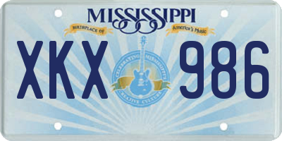 MS license plate XKX986