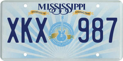 MS license plate XKX987
