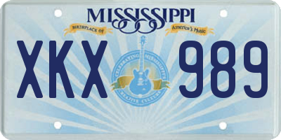 MS license plate XKX989