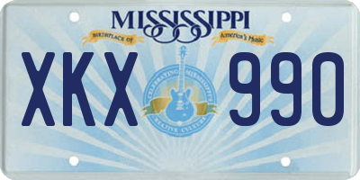 MS license plate XKX990