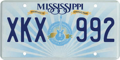 MS license plate XKX992