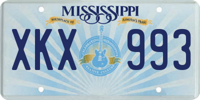 MS license plate XKX993