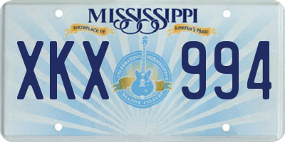 MS license plate XKX994