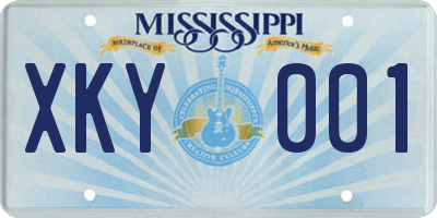 MS license plate XKY001