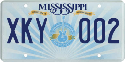 MS license plate XKY002