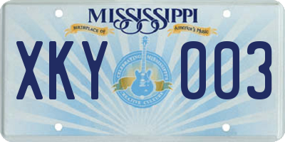 MS license plate XKY003