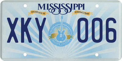 MS license plate XKY006