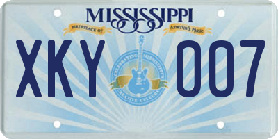 MS license plate XKY007