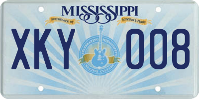MS license plate XKY008