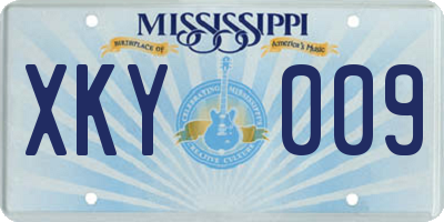 MS license plate XKY009