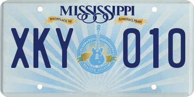 MS license plate XKY010