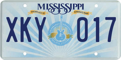MS license plate XKY017