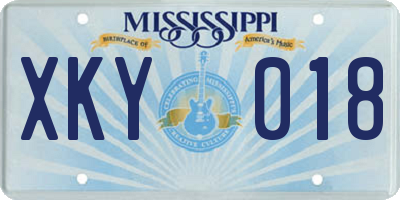 MS license plate XKY018