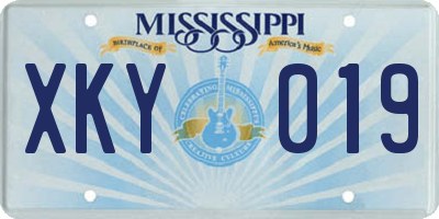 MS license plate XKY019