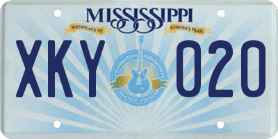 MS license plate XKY020