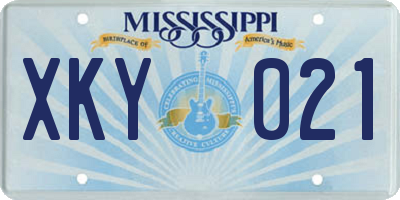 MS license plate XKY021