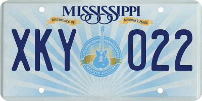 MS license plate XKY022