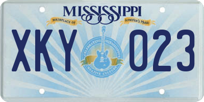 MS license plate XKY023