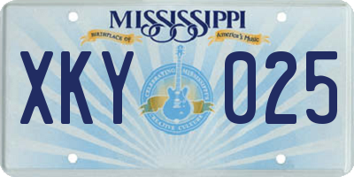 MS license plate XKY025