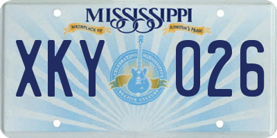 MS license plate XKY026