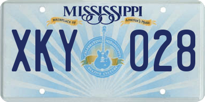 MS license plate XKY028