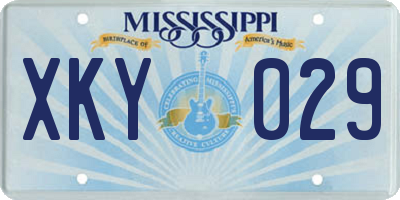 MS license plate XKY029