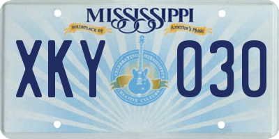 MS license plate XKY030